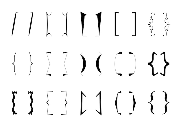 Vector curly brace set vector. text brackets collection for messages, quotas.