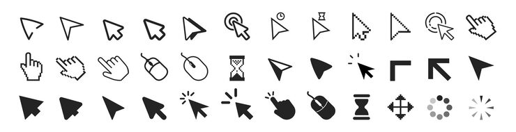 Cursor icon Mouse click cursor collection Computer mouse click cursor arrow icons set and loading icons
