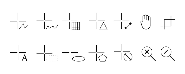 Vector cursor and ui element icons for a design interface