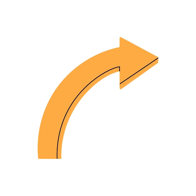 Vector curve with arrow pointing twist curved line with cursor showing left or right turn of route signpost way pointer geometric shape sign guides direction flat isolated vector illustration on white
