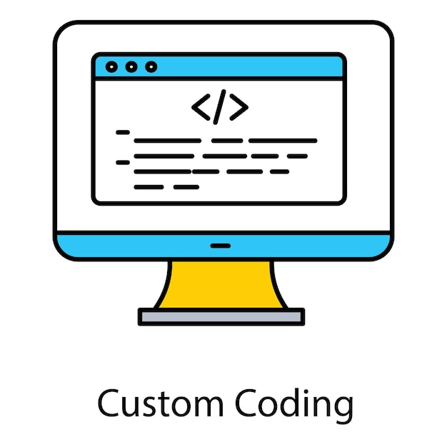 Vector custom coding vector icon representing web development tailored code