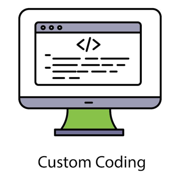 Vector custom coding vector icon showing personalized code software development and programming techniques