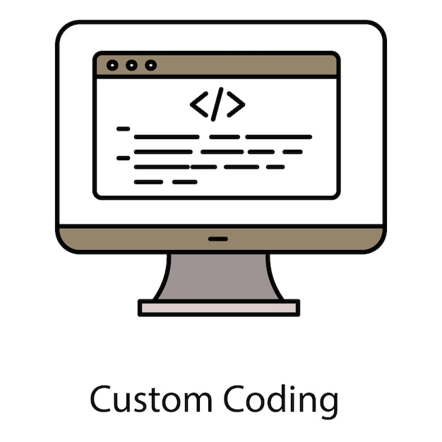 Vector custom coding vector icon for tailored programming code development and software customization