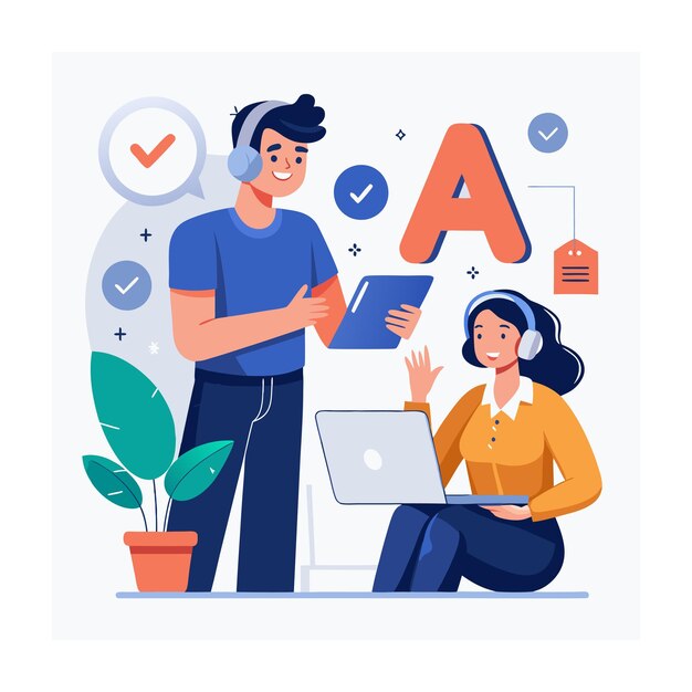 Vector customer support flat design illustration