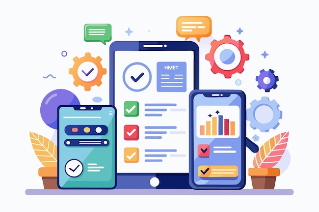 Vector a customizable mobile testing interface is displayed featuring disproportionate analytics tools and visuals mobile testing customizable disproportionate illustration