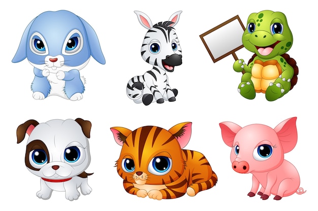Vector cute animals cartoon set