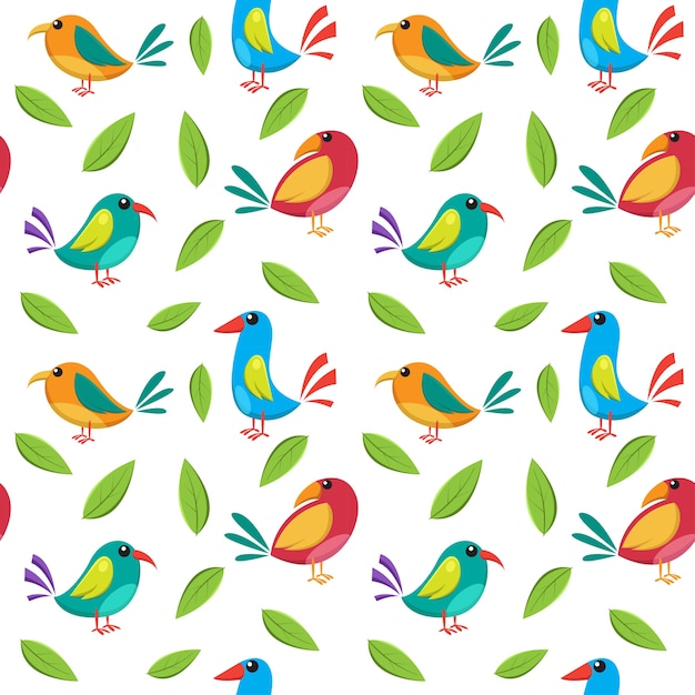 Vector cute bird seamless pattern