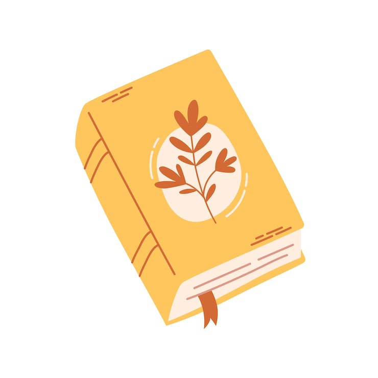 Vector cute book herbarium journal literature world book day vector illustration in flat style