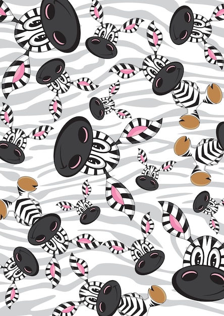 Vector cute cartoon adorable zebra pattern