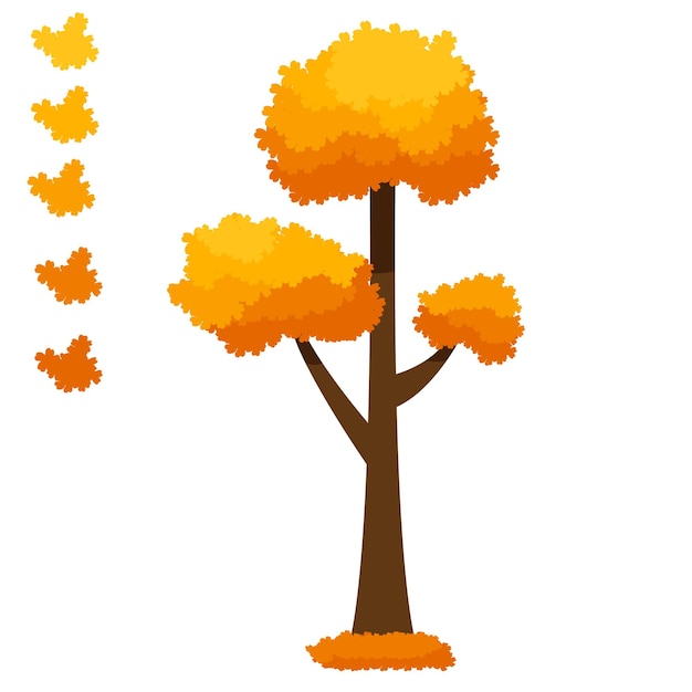 Vector cute cartoon autumn fall trees collection vector