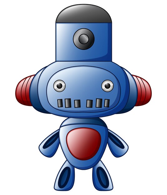 Vector cute cartoon blue robot isolated on white background