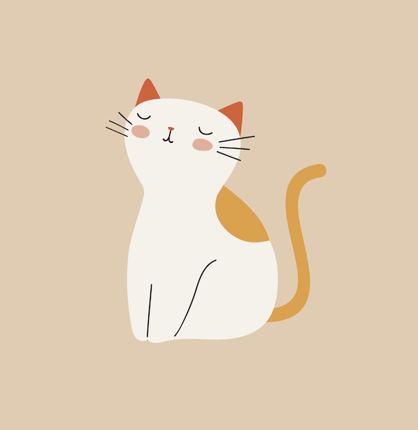 Vector cute cat illustration minimalist animal design