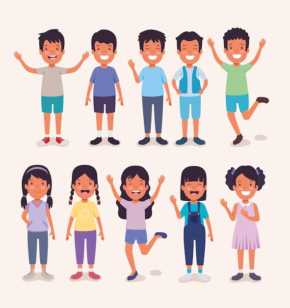 Vector cute children group