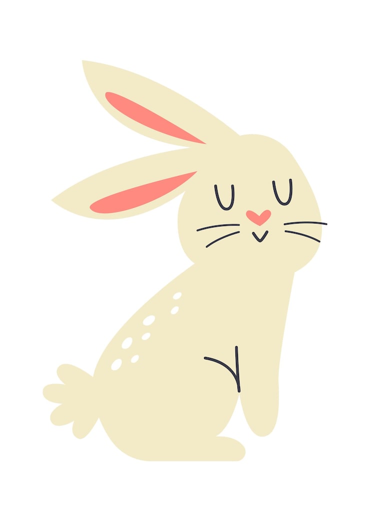 Vector cute easter bunny flat icon animal run easter holiday element