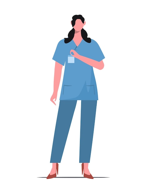 Vector cute female hospital medical staff standing isolated on white background cartoon woman nurse in medical uniform vector illustration not ai generated