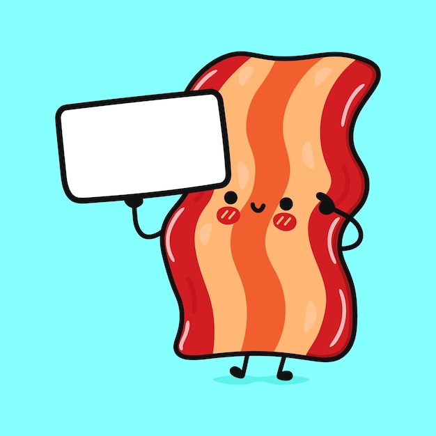 Vector cute funny bacon with poster