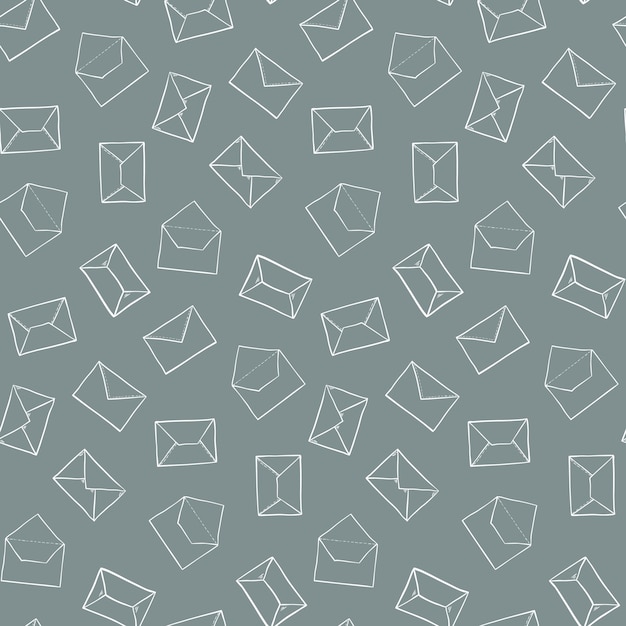 Vector cute hand drawn outline envelopes pattern seamless post office mail texture