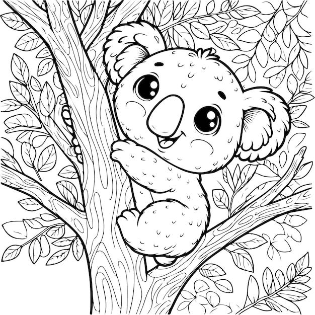 Vector cute koala vector for coloring