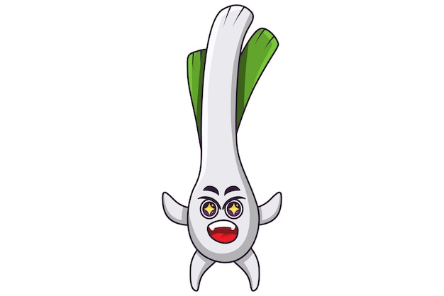 Vector cute leek character design illustration