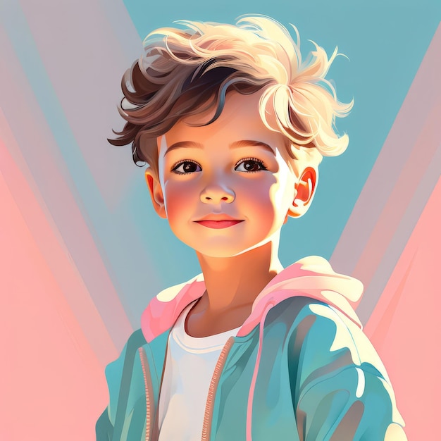 Vector cute little boy smiling portrait vector illustration
