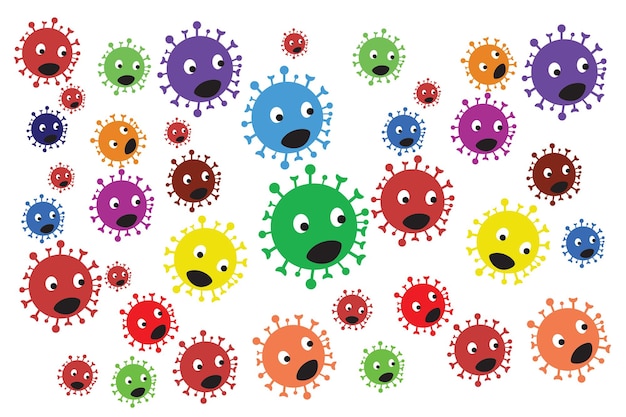 Vector cute microbes background particle virus or bacteria