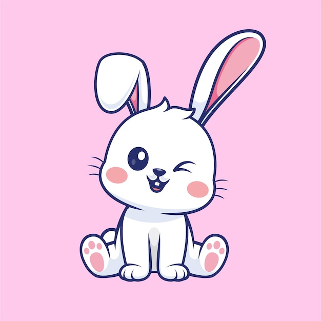Vector cute rabbit sitting cartoon vector icon illustration animal nature icon concept isolated flat