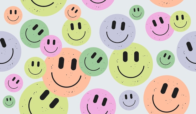 Vector cute smile icons pattern background vector design