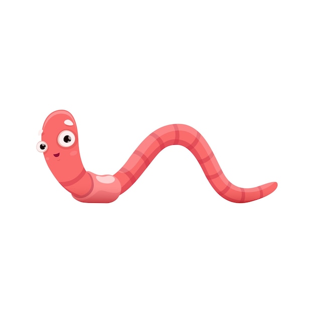 Vector cute smiling worm cartoon character earthworm