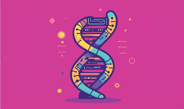Vector cute vector icon of a dna strand with circuit patterns