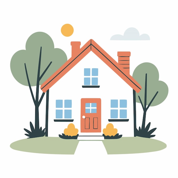 Vector cute vector illustration of a house for kids