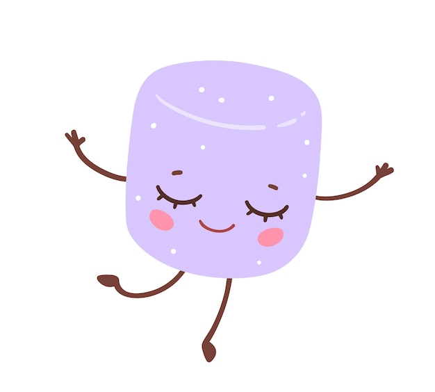 Vector cute violet marshmallow dancing
