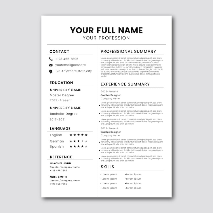 Vector cv template resume