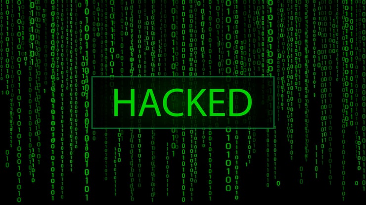 Cyber attack Hacked Digital background green matrix Binary computer code Computer screen error templates