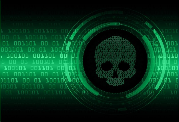 Vector cyber hacker attack background skull vector
