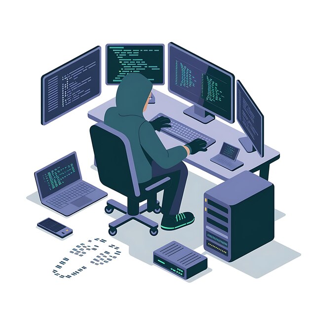 Vector cyber security illustration vector art