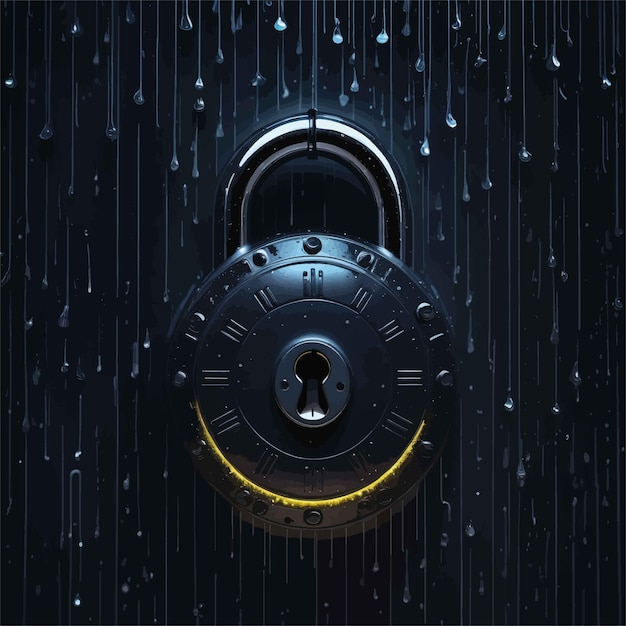 Vector cyber security lock with binary codecyber security lock with binary code3 d rendering of a lock wi