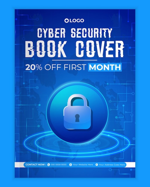 Vector cyber security modern book cover template