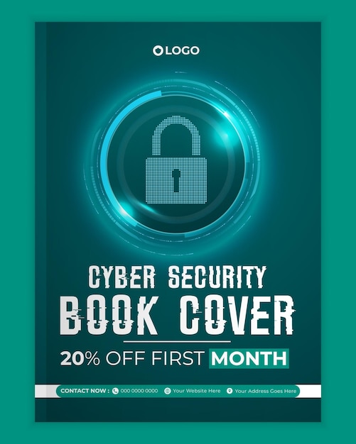 Vector cyber security modern book cover template