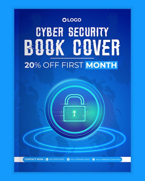 Vector cyber security modern book cover template