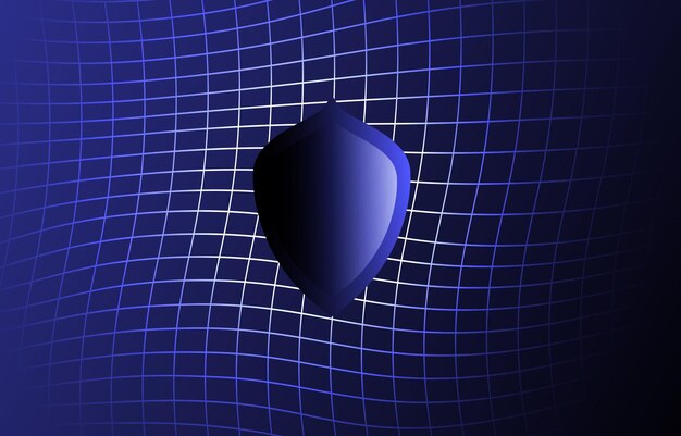 Vector cyber security technology concept shield with keyhole icon personal data shield with nets background