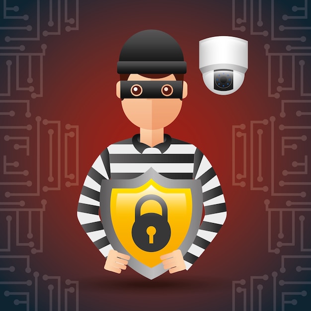 Vector cyber security thief 