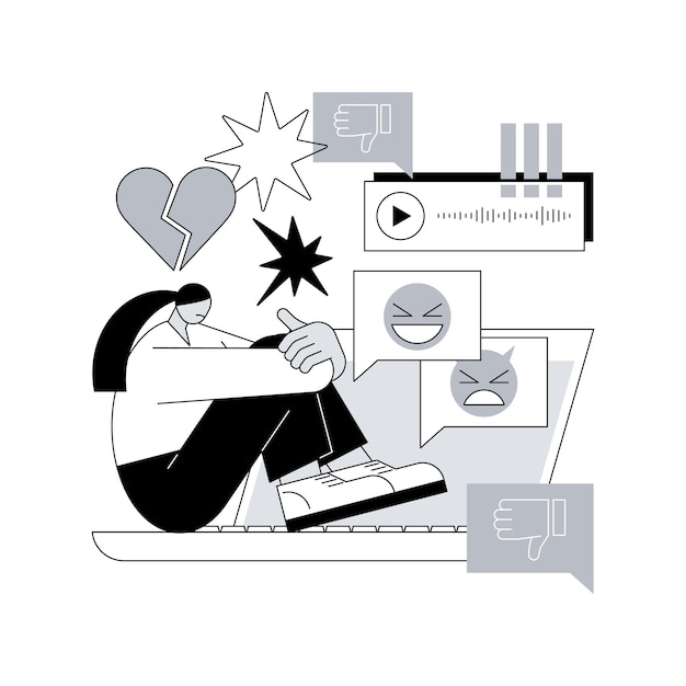 Vector cyberbullying abstract concept vector illustration