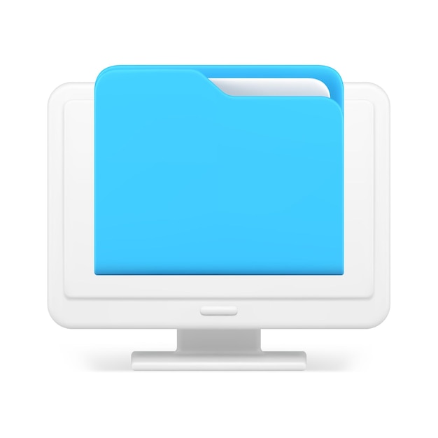 Vector cyberspace document file folder storage database archive management computer monitor 3d icon vector