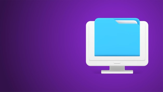 Vector cyberspace document file folder storage database archive management computer monitor 3d icon vector