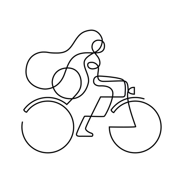 Vector a cyclist woman riding a bicycle for exercise