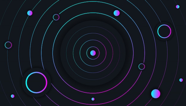 Vector dark background with gradient circles