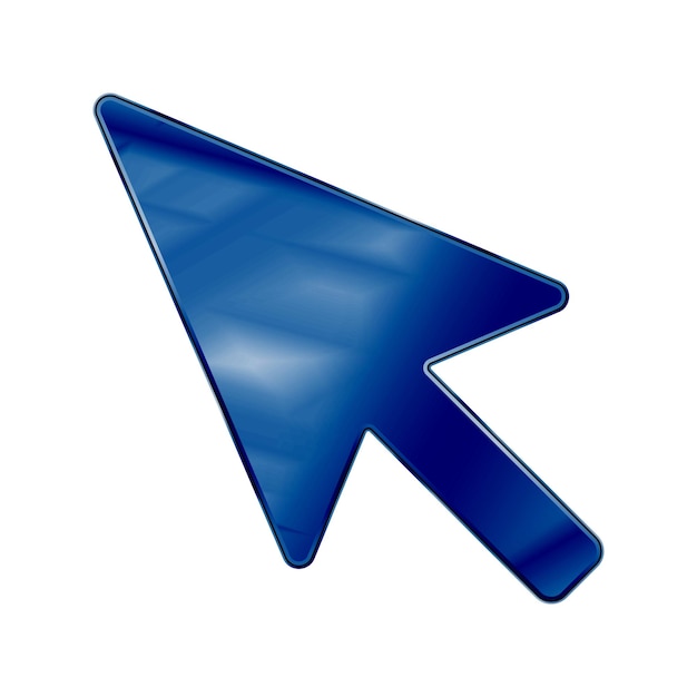 dark blue colored metal chrome web icon arrow cursor