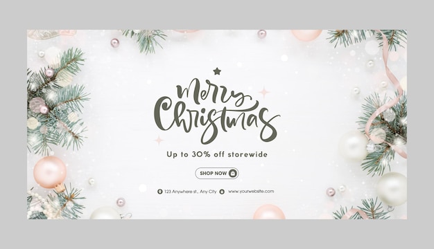 Vector dark green and pastel pink modern merry christmas banner