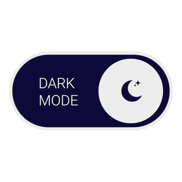 Vector dark mode button showing night time setting with crescent moon icon