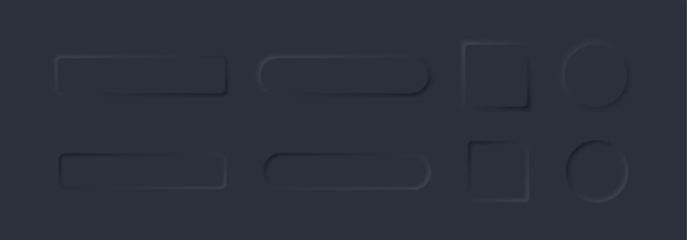 Vector dark neumorphism button design set. neumorphic buttons collection. vector collection. neomorphism vector. buttons template. user interface. vector graphic. eps 10